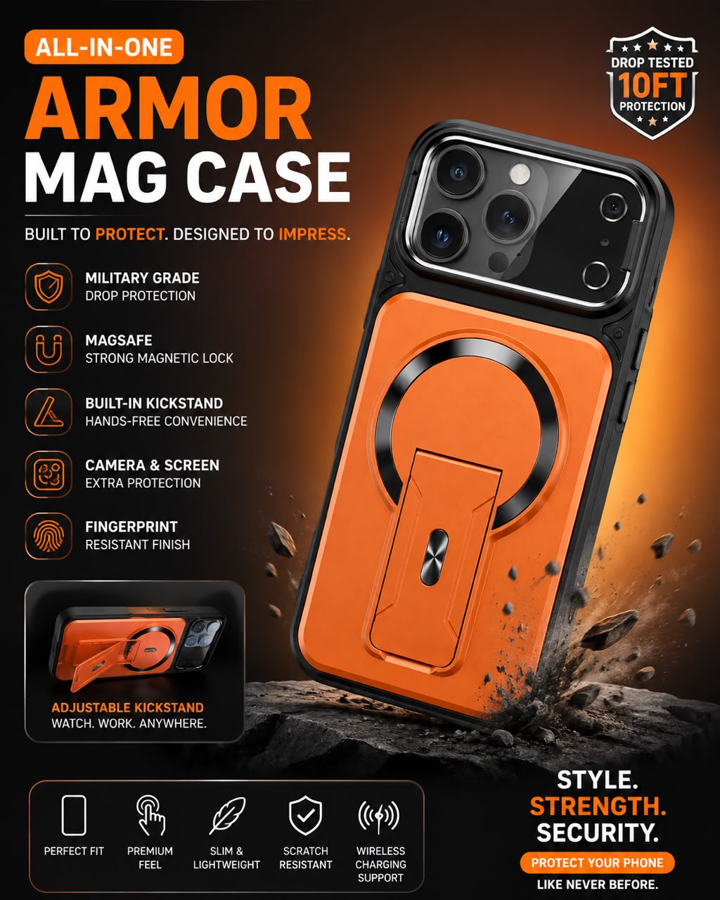 Gadget Pro Magnetic Lens Guard Kickstand Case